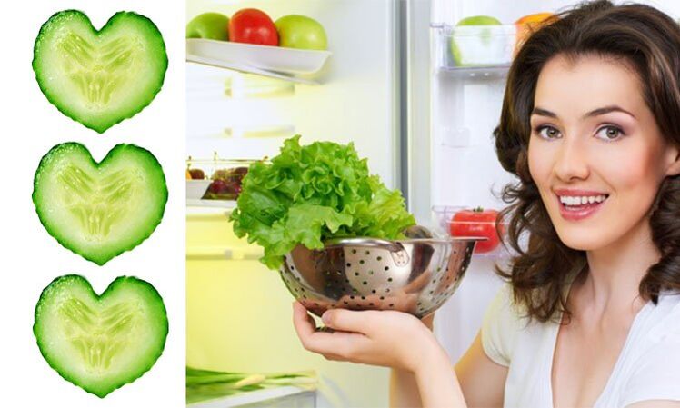 girl with products from which a cosmetic product for facial skin rejuvenation is prepared